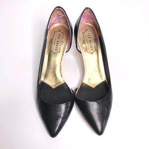 Ted Baker London Black Pointed Toe Heels with Gold Insole